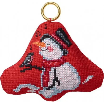 Permin Kit de bordado Muñeco de nieve en campana 9x8cm