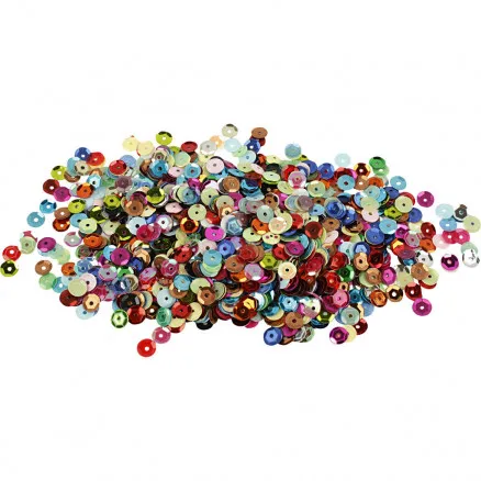 Lentejuelas, diámetro 6 mm, redondas, 100g