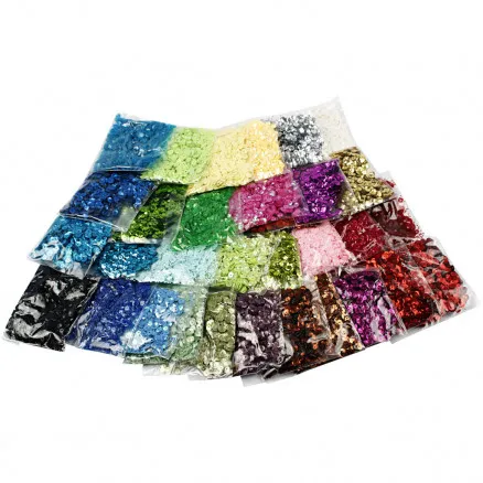 Lentejuelas, dim. 6 mm, 25 g/ 32 uds.